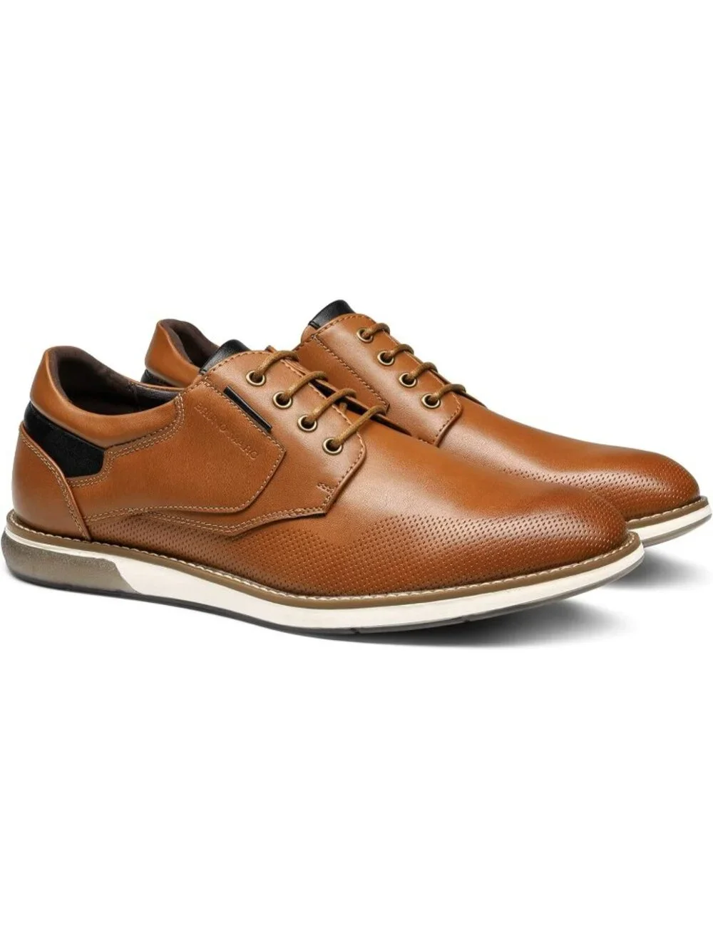 Men's Tan Leather Shock-absorbent Lace-Up Oxfords Derby Dress Sneakers Shoes